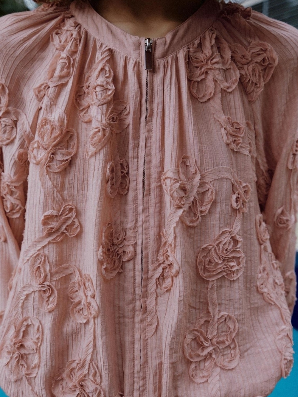 Zara Pink Textured Floral Bomber Jacket - Picture 4 of 12